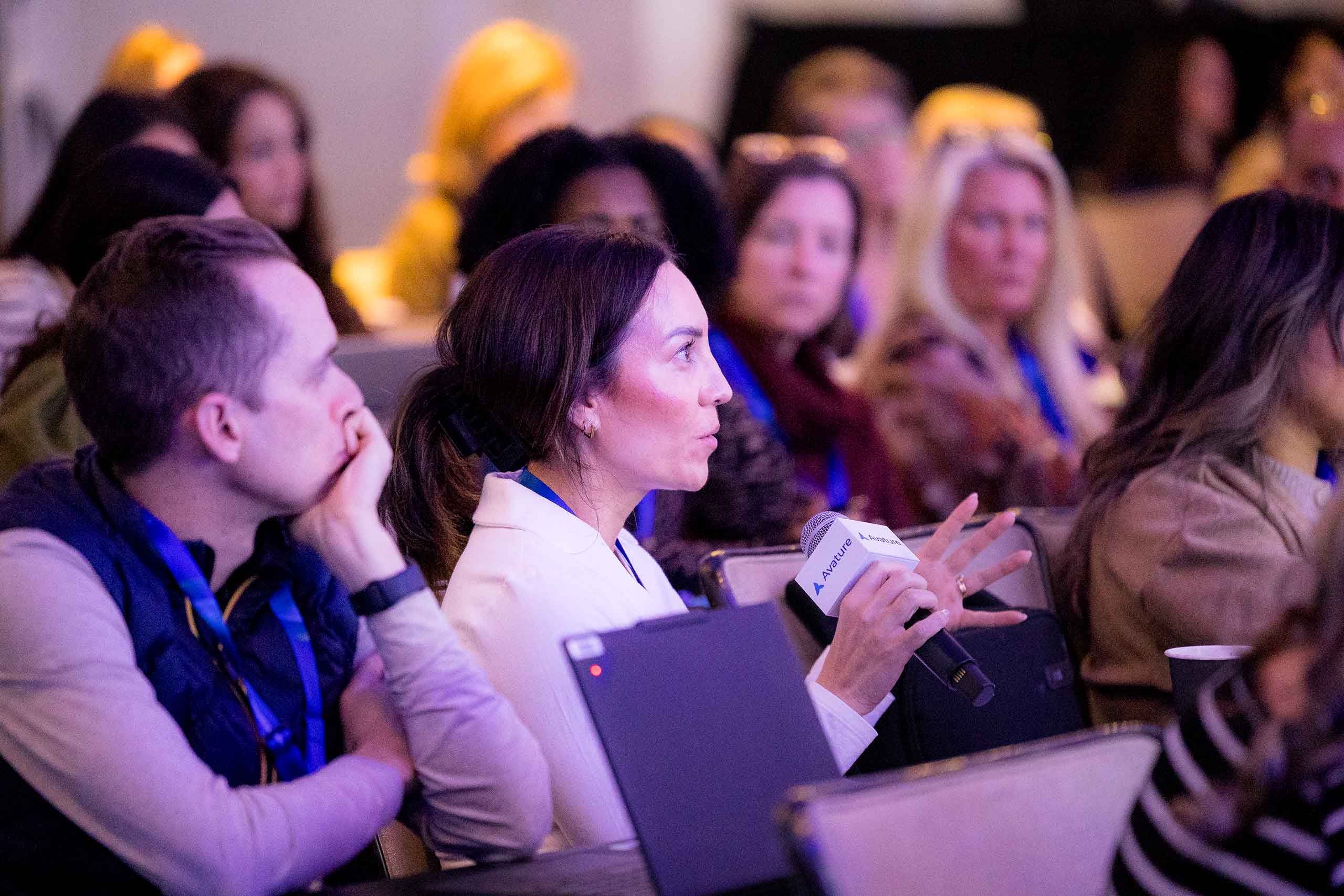 An attendee asking a question at Avature Upfront US 2025